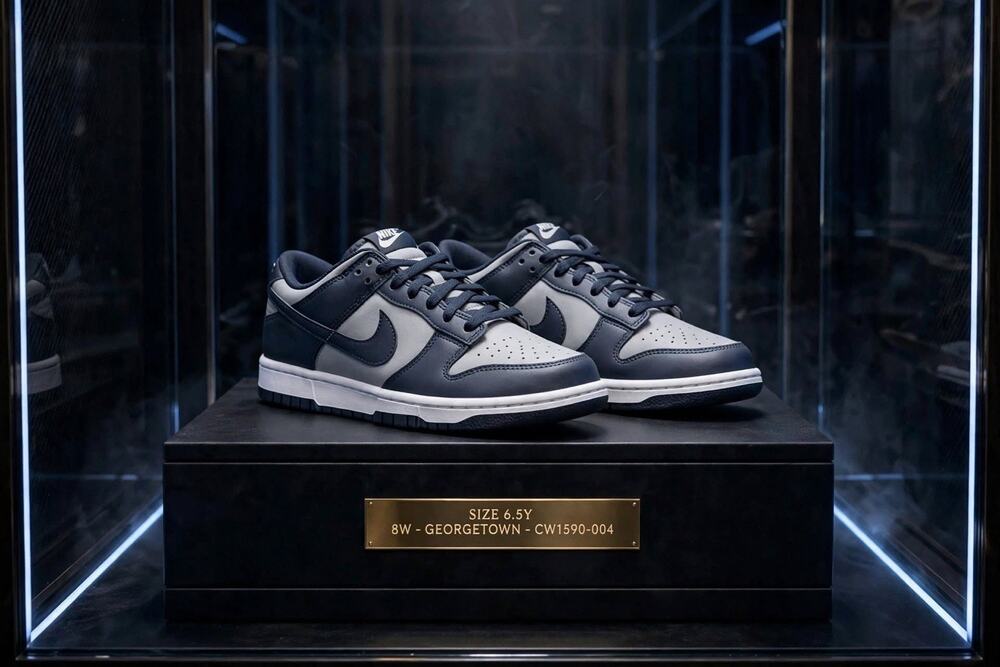 6.5Y / 8W Nike Dunk Low GS Georgetown CW1590-004 Midnight Navy Wolf Grey New
